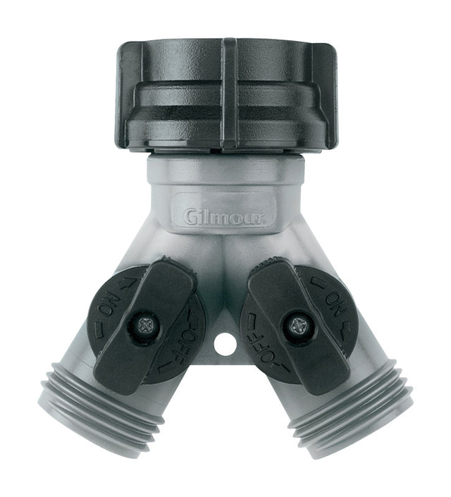 Gilmour Polymer Threaded 2 Male/1 Female Y-Hose Connector with Shut Offs, Pack of 12