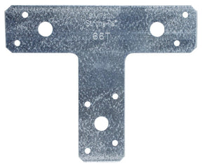 Simpson Strong-Tie T Series 66T T-Strap Tie, 14 ga, Steel, Galvanized/Zinc, Pack of 10