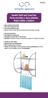 Simple Spaces Y19-CH Bathroom Rack, 8.8 lb Each Shelf, 8.8 lb Each Towel Rack Max Weight Capacity, 1-Shelf, Metal