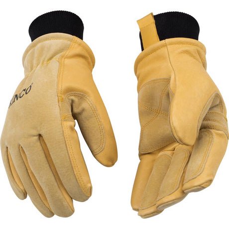 Kinco XL Pigskin Leather Cold Weather Black/Gold Ski Gloves