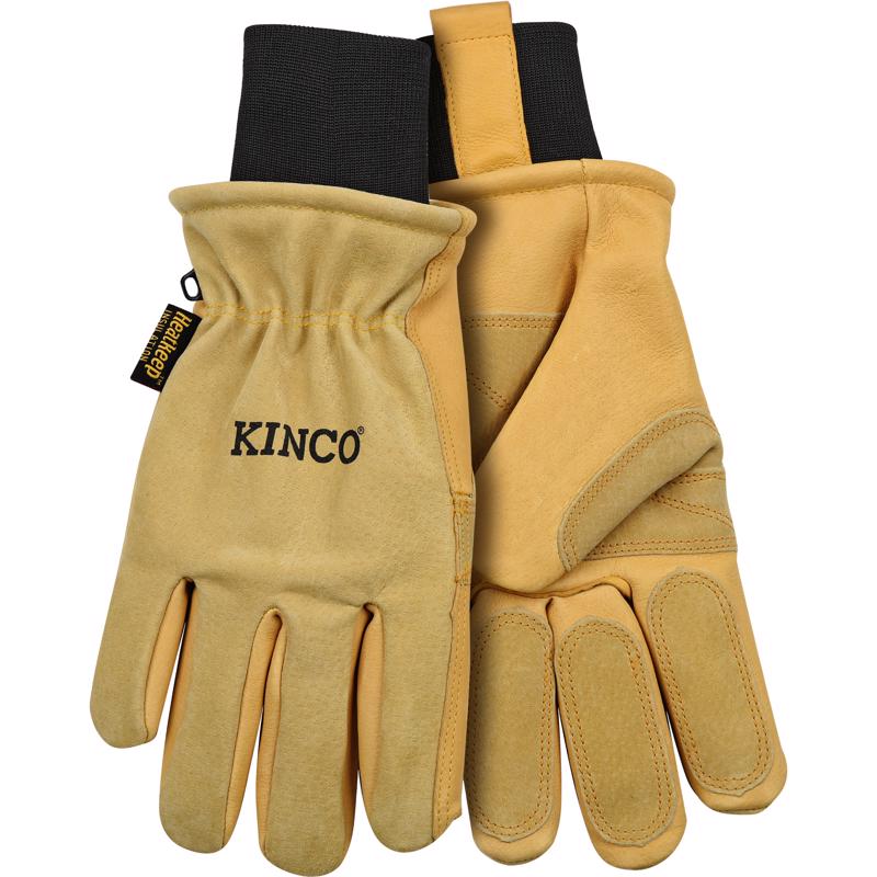 Kinco XL Pigskin Leather Cold Weather Black/Gold Ski Gloves