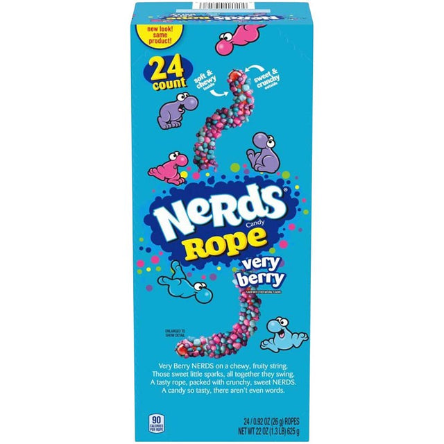 NeRdS 717015 Rope Candy, Solid, Berry, 0.92 oz, Pack of 24
