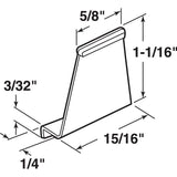 Make-2-Fit PL 7756 Spline Channel Pull Tab, 15/16 in W x 1/4 in D x 1-5/32 in H Dimensions, Plastic, White, Raw, 6/CD