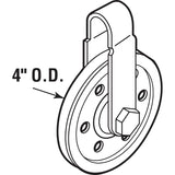 Prime-Line GD 52108 Pulley with Strap and Axle Bolt, 4 in Dia, 3/16 in Dia Bore, Steel