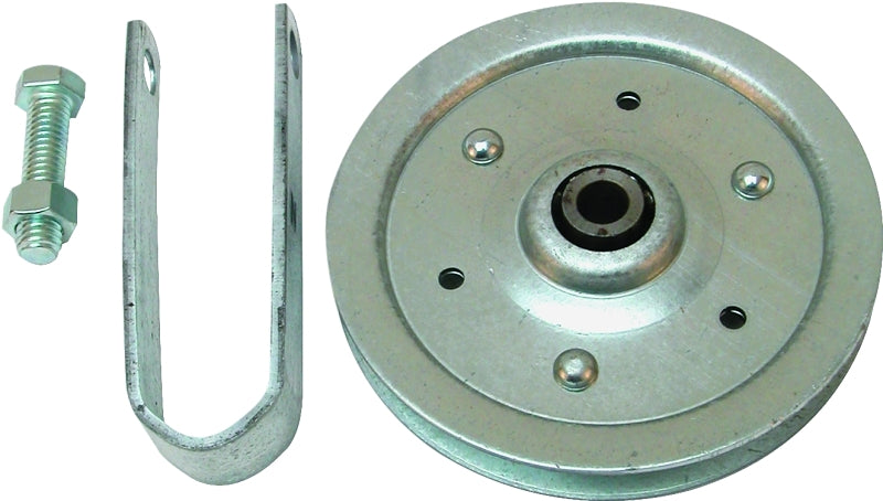 Prime-Line GD 52108 Pulley with Strap and Axle Bolt, 4 in Dia, 3/16 in Dia Bore, Steel