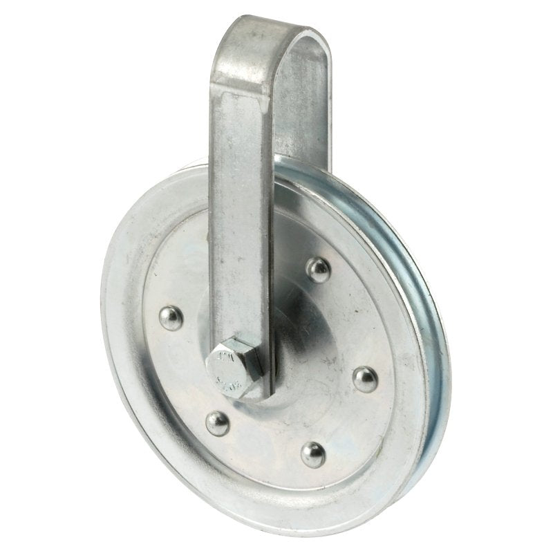 Prime-Line GD 52108 Pulley with Strap and Axle Bolt, 4 in Dia, 3/16 in Dia Bore, Steel
