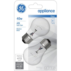 GE 21188 Ceiling Fan Bulb, 40 W, A15 Lamp, E26 Medium Lamp Base, 415 Lumens, 1500 hr Average Life, Pack of 12