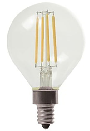 GE Industrial Solutions 24547 LED Bulb, Globe, G16 Lamp, 60 W Equivalent, E12 Lamp Base, Dimmable, Clear
