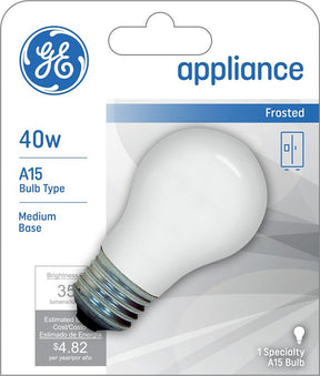 GE 27495 Ceiling Fan Bulb, 40 W, A15 Lamp, E26 Medium Lamp Base, 355 Lumens, 2700 K Color Temp, Frosted Light, Pack of 6