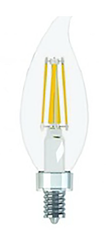 GE Industrial Solutions 31440 LED Bulb, Decorative, 500 Lumens, 5.5 W, CAC Lamp, 60 W Equivalent, E12 Lamp Base, Clear
