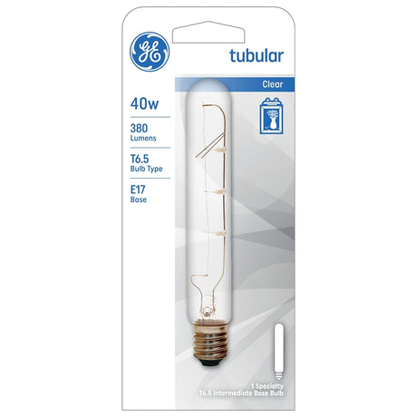 GE 44422 Light Bulb, 40 W, T6.5 Lamp, E17 Intermediate Lamp Base, 380 Lumens, 2500 K Color Temp, Pack of 6