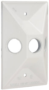 Hubbell 5189-1 Cover, Cluster, Lampholder, 4-19/32 in L, 2-27/32 in W, Rectangular, 1-Gang, Zinc, White, 20/CT