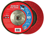 Diablo Steel Demon DCX070060B01F Flap Disc with Hub, 7 in Dia, 5/8-11 Arbor, 60 Grit, Coarse, Zirconia Abrasive