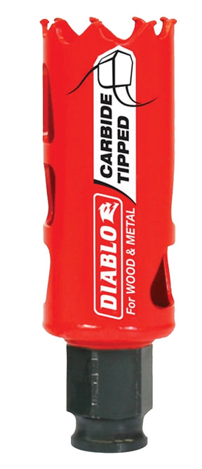 Diablo DHS1125CT Hole Saw, 1-1/8 in Dia, 2-3/8 in D Cutting, 3/8 in Arbor, 3 TPI, Carbide Cutting Edge