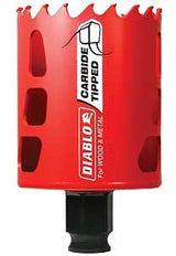 Diablo DHS2250CT GP Hole Saw, 2-1/4 in Dia, 2-3/8 in D Cutting, 3/8 in Arbor, Carbide Cutting Edge