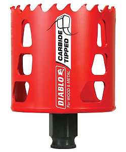 Diablo DHS2687CT GP Hole Saw, 2-11/16 in Dia, 2-3/8 in D Cutting, 3/8 in Arbor, Carbide Cutting Edge