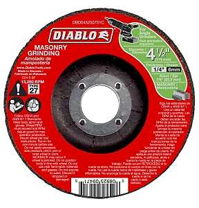 Diablo DBD045250701C Grinding Wheel, Applicable Materials: Cement, Cinder, Paver Stone, 4-1/2 in Dia, 1/4 in Thick