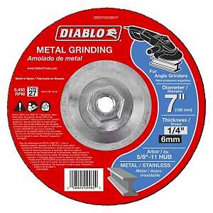 Diablo DBD070250B01F Grinding Wheel, Applicable Materials: Cast Iron, Sheet Metal, Stainless Steel, 7 in Dia