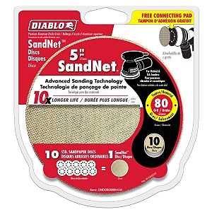 Diablo DND050080H10I Sanding Disc, 5 in Dia, 80 Grit, Coarse, Aluminum Oxide Abrasive, Universal, 10/PK