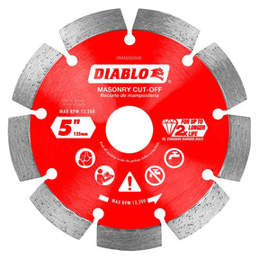 Diablo DMADS0500 Series Saw Blade, Cut-Off Disc Blade, 5 in Dia, Segmented Rim, 1/PK