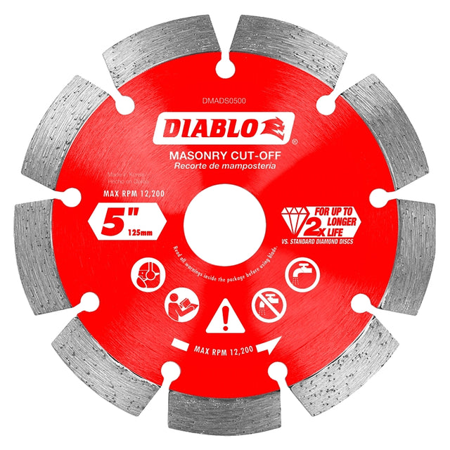 Diablo DMADS0500 Series Saw Blade, Cut-Off Disc Blade, 5 in Dia, Segmented Rim, 1/PK