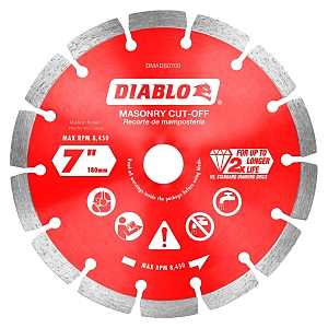 Diablo DMADS0700 Series Saw Blade, Cut-Off Disc Blade, 7 in Dia, Segmented Rim, 1/PK