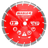 Diablo DMADST1200 Series Saw Blade, Turbo Cut-Off Disc Blade, 12 in Dia, Segmented Rim, 1/PK