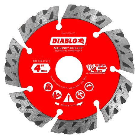 Diablo DMADST0400 Series Saw Blade, Turbo Cut-Off Disc Blade, 4 in Dia, Segmented Rim, 1/PK