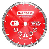 Diablo DMADST0900 Series Saw Blade, Turbo Cut-Off Disc Blade, 9 in Dia, Segmented Rim, 1/PK
