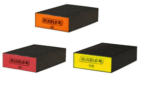 Diablo DFBBLOCAST03G Flat Edge Sanding Block, 4 in L, 2-1/2 in W, 36, 60, 100 Grit, Fine, Medium, Ultra Coarse