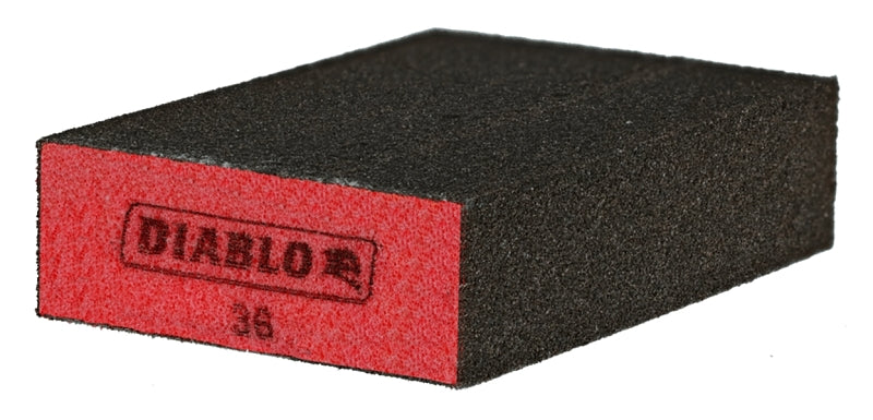 Diablo DFBBLOCCRS01G Flat Edge Sanding Block, 4 in L, 2-1/2 in W, 36 Grit, Coarse, Aluminum Oxide Abrasive