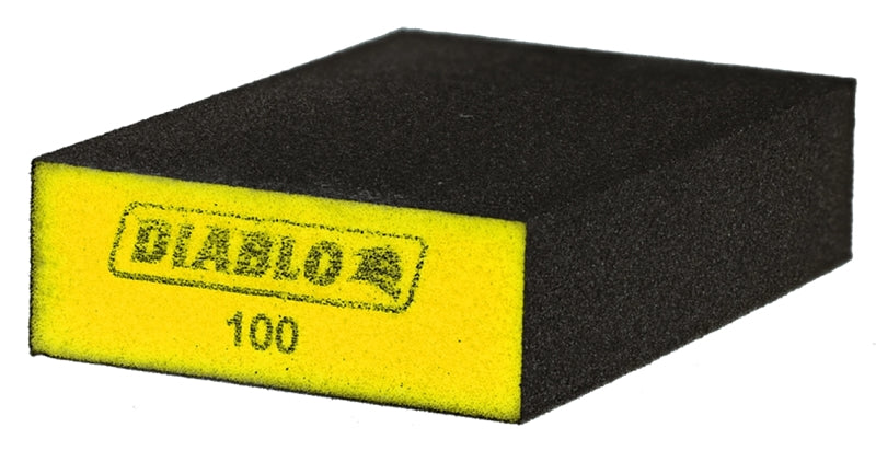 Diablo DFBBLOCFIN01G Flat Edge Sanding Block, 4 in L, 2-1/2 in W, 100 Grit, Fine, Aluminum Oxide Abrasive