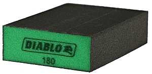 Diablo DFBLBLOSFN04G Sanding Sponge, Black/Green, 5 in L, 3 in W, 180 Grit, Aluminum Oxide Abrasive, 4/PK