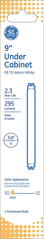 GE 81471 Light Bulb, 6 W, T5 Lamp, G5 Medium Bi-Pin Lamp Base, 295 Lumens, 3000 K Color Temp, Pack of 4