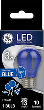 GE 93116857 Party Light Bulb, A15 Bulb, 3 W, Blue Bulb, LED Bulb, 2700 K Color Temp, 100 Lumens
