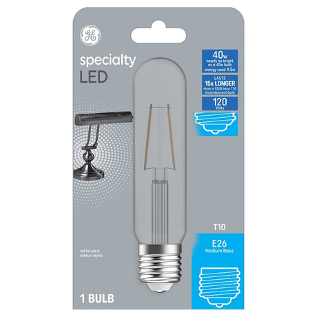 GE 93129003 LED Bulb, T10 Lamp, 40 W Equivalent, E26 Medium Lamp Base, Non-Dimmable, Soft White, 2700 K Color Temp