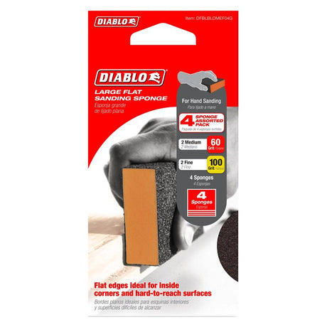 Diablo DFBLBLOMEF04G Large Flat Edge Sanding Sponge, 5 in L, 3 in W, Multi-Grade, Aluminum Oxide Abrasive