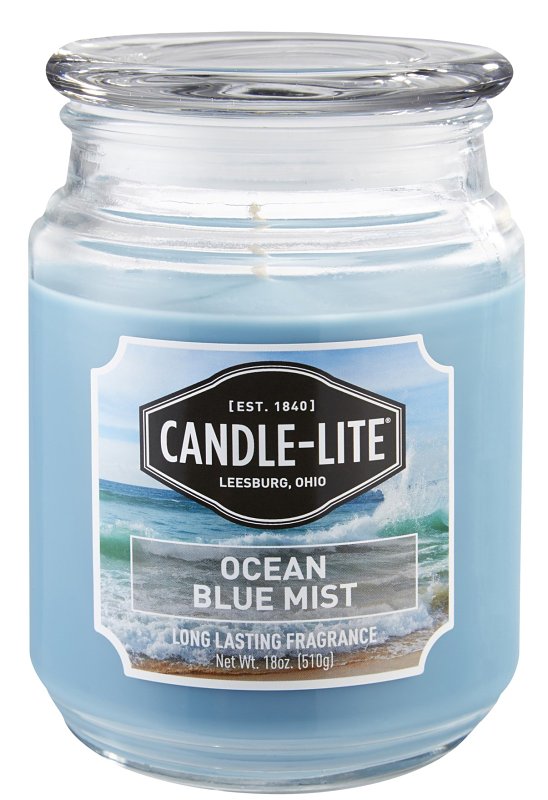 Candle-Lite 3297128 Scented Candle, 18 oz, Ocean Blue Mist, 70 to 110 hr, Blue, Pack of 4