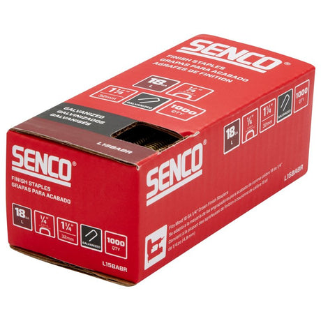 Senco L15BABR Medium Wire Staple Strip, 1/4 in W Crown, 1-1/4 in L Leg, 18 ga, Galvanized/Sencote