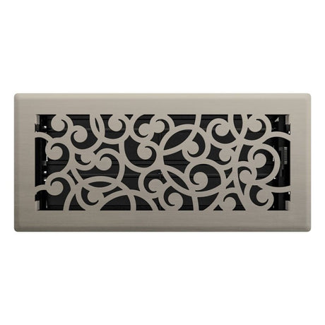 Imperial RG3360 Wonderland Design Decorative Floor Register, 10 in L, 4 in W, Steel, Brushed Nickel