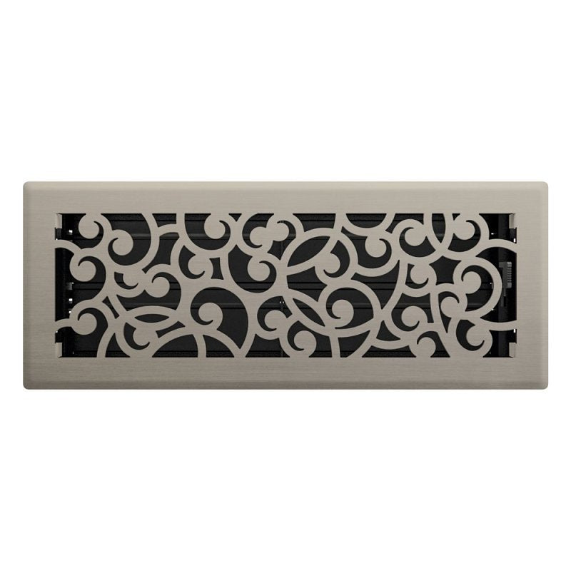 Imperial RG3361 Wonderland Design Decorative Floor Register, 12 in L, 4 in W, Steel, Brushed Nickel