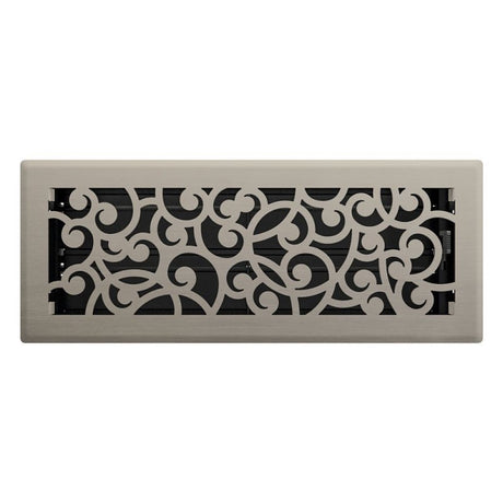 Imperial RG3361 Wonderland Design Decorative Floor Register, 12 in L, 4 in W, Steel, Brushed Nickel