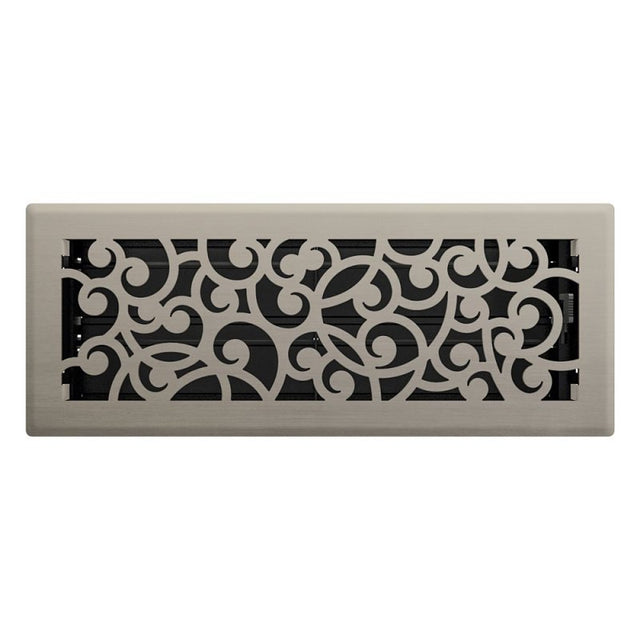 Imperial RG3361 Wonderland Design Decorative Floor Register, 12 in L, 4 in W, Steel, Brushed Nickel