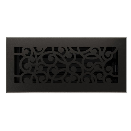 Imperial Wonderland Series RG3374 Decorative Floor Register, 4 in L, 10 in W, Steel, Matte Black