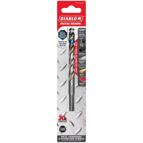 Diablo Metal Demon DMD1332JP1 Drill Bit, 13/32 in Dia, 5.2 in OAL, Three-Flat Reduced Shank