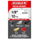 Diablo DMD18JB Drill Bit, 1/8 in Dia, 2.6 in OAL, 3-Flat Shank, Pack of 12