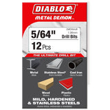 Diablo Metal Demon DMD564JP2 Drill Bit, 5/64 in Dia, 1.9 in OAL, Cylindrical Shank, Pack of 12