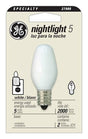 GE 27980 Night Light Bulb, 5 W, E12 Candelabra Lamp Base, C7 Lamp, White Light