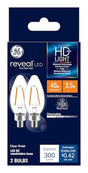 GE 31889 LED Bulb, Decorative, E12 Lamp Base, Dimmable, Clear, Soft White Light, 2850 K Color Temp