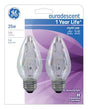 GE 75340 Ceiling Fan Bulb, 25 W, F15 Lamp, E26 Medium Lamp Base, 170 Lumens, Auradescent Light
